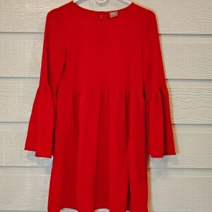 ASOS RED BABY DOLL MINI DRESS WOMENS SZ 2 BELL SLEEVE HOLIDAY FESTIVE PARTY